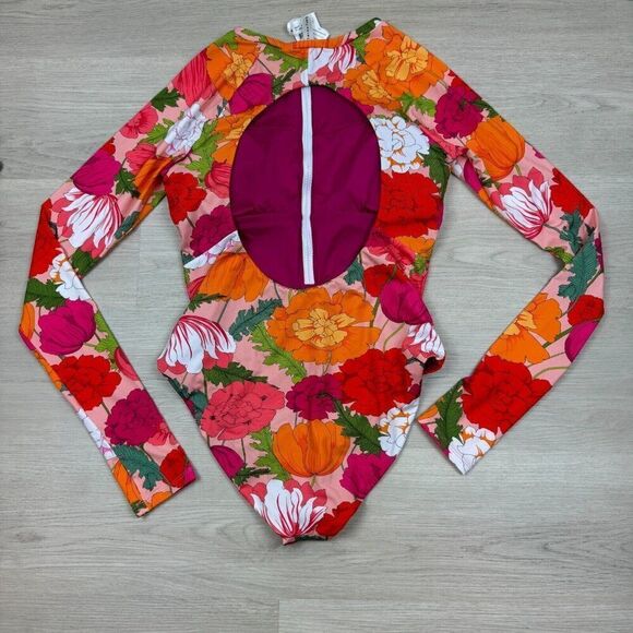 Trina Turk Paddle Suit Womens Large Floral Open Back Sunny Bloom NEW - Picture 4 of 5
